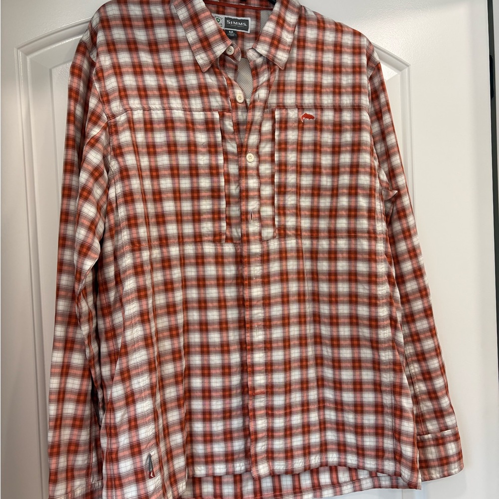 Simms Men's Orange Plaid Shirt